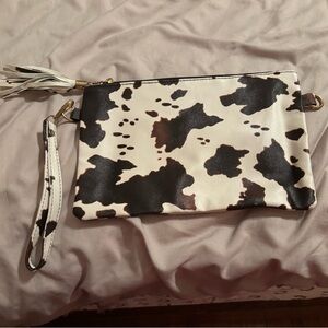 Vinyl cowhide makeup bag